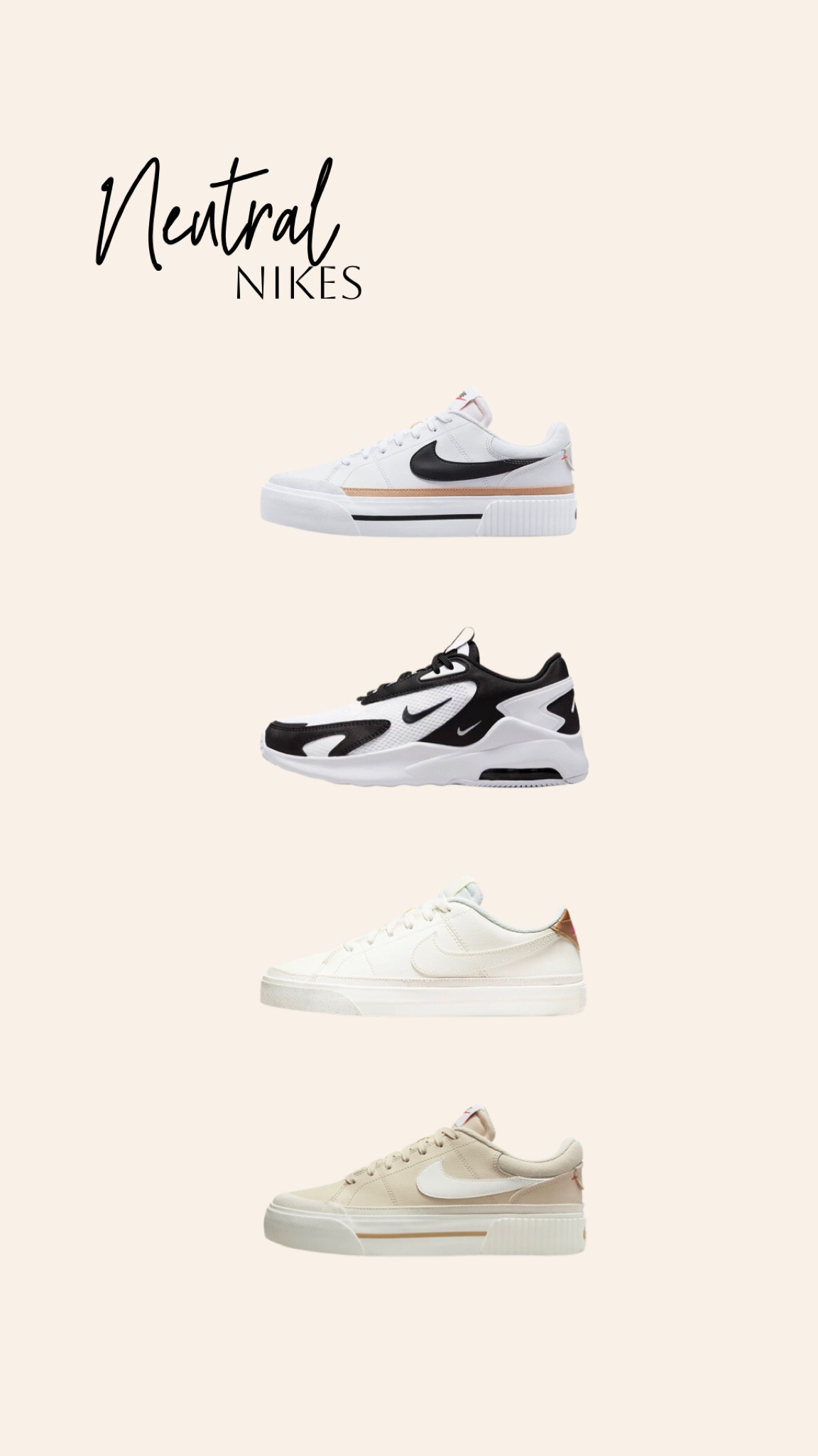 Neutral Nikes! Nikes on sale! Affordable fashion casual style/ sneakers 