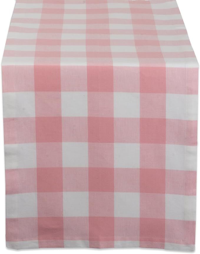 DII Buffalo Check Collection, Classic Farmhouse Table Runner, 14x72, Pink & White | Amazon (US)