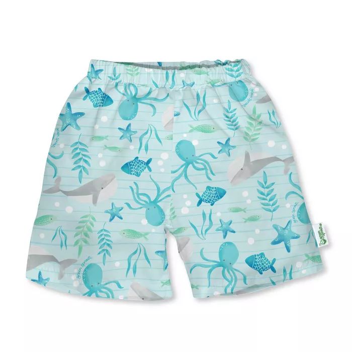 green sprouts Toddler Boys' Classic Swim Trunks with Built-In Reusable Diaper - Aqua | Target