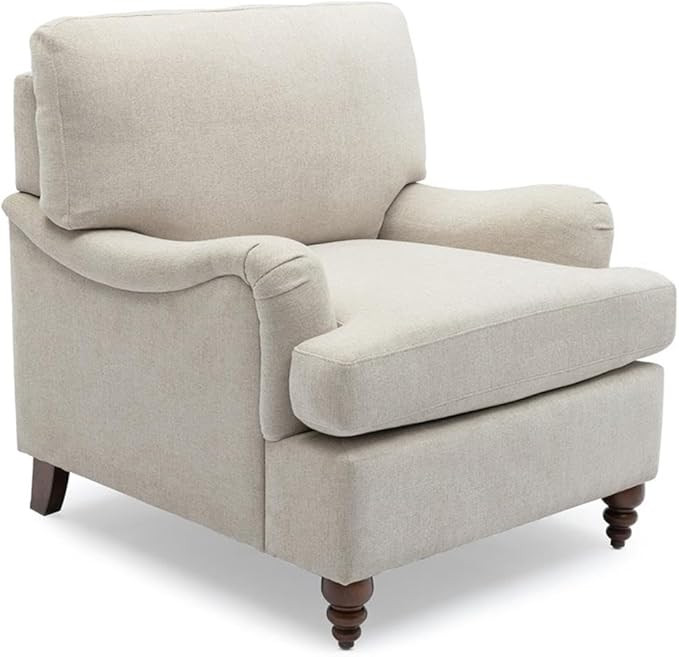Clarendon Sea Oat Beige Polyester Fabric Upholstered Transitional Arm Chair | Amazon (US)