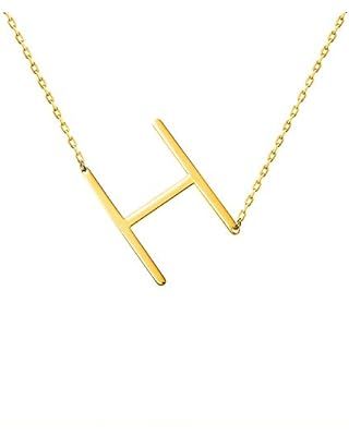 Amazon.com: RINHOO Sideways Large Initial Necklace 18k Gold Plated Stainless Steel Big Letter Scr... | Amazon (US)