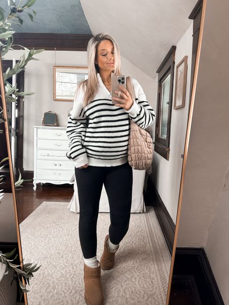 Bump friendly quarter zip sweater is from temu. Wearing a large and it’s so cozy. Beware, not *exactly* like the display photos on their site, but I still like it! 
Maternity outfit 

#LTKbump
