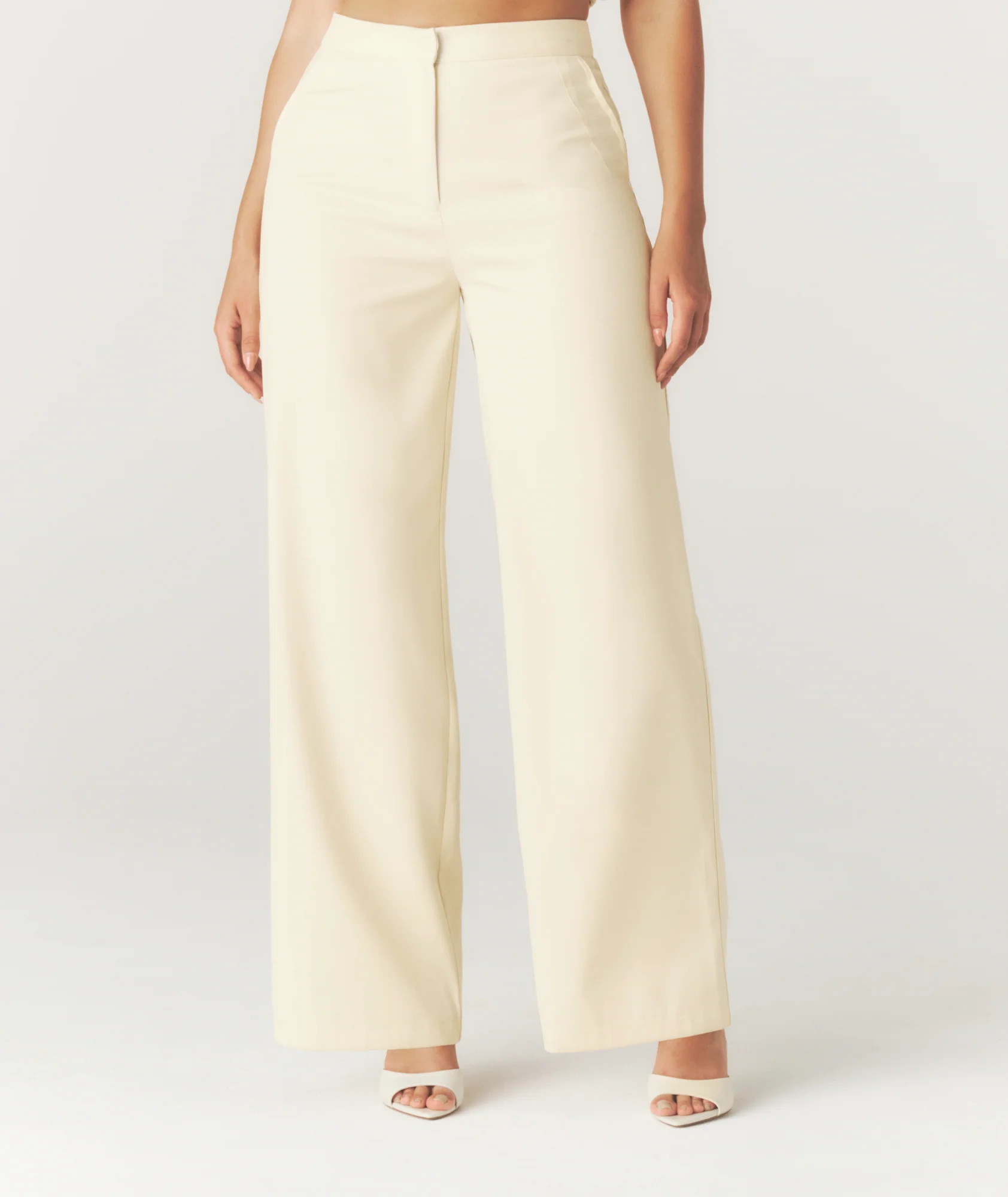 Tailored Wide Leg Trousers - Lemon | Six Stories