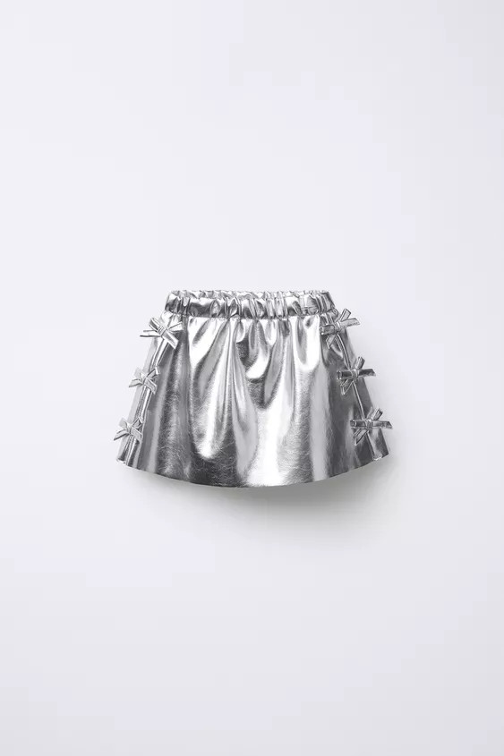 METALLIC SKIRT WITH BOWS | Zara US