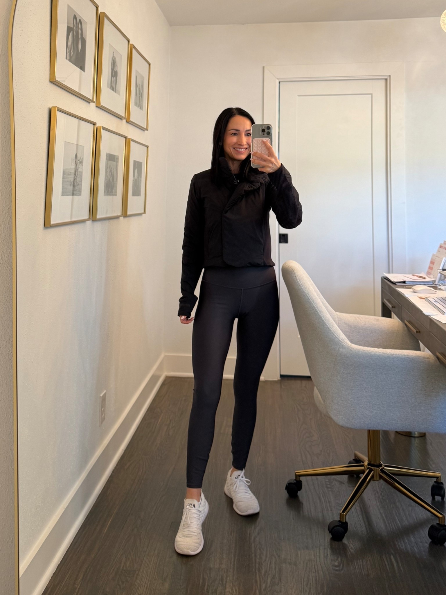 Monday ootd for workout + errands! Love this new (to me!) style of alo leggings, great fit and light support. And my fav light Lulu jacket from last season still available Wearing xs leggings, 2 in jacket 

#LTKOver40 #LTKootd #LTKActive