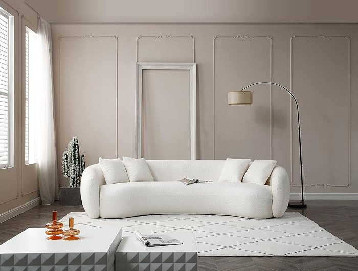 KEIKI 103" Boucle Half Moon Sectional Sofa, 5-Seater, Modern Style, Teddy Fleece, White | Amazon (US)
