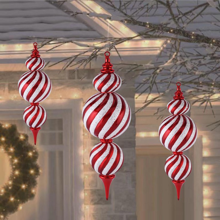 Jumbo Shatterproof Finial Christmas Ornament, Red/White, 23", Holiday Time | Walmart (US)