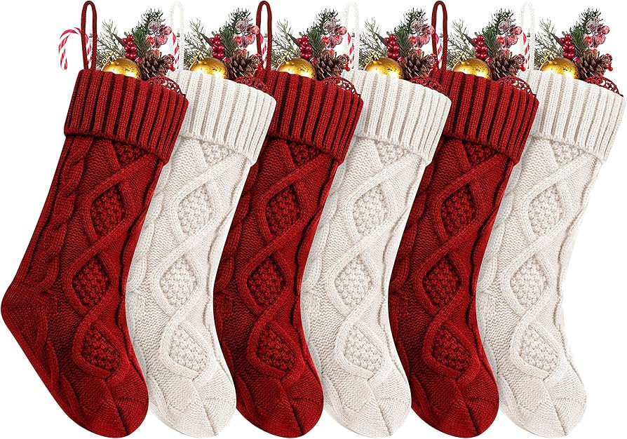 Fesciory Christmas Stockings, 6 Pack 18" Large Knit Stocking & Decor for Family Holiday Xmas Part... | Amazon (US)