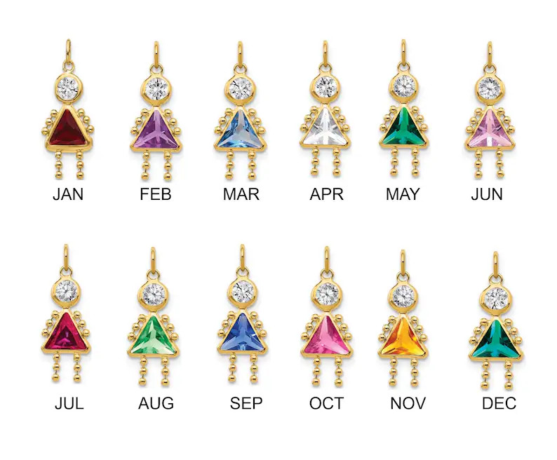 Birthstone Kids All Months Girls Boys Pendants, Spacer Beads, Chains, Necklaces Available in 10K ... | Etsy (US)