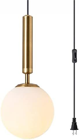 BOKT Gold Globe Pendant Light with Plug in Glass Hanging Lamp Modern Ceiling Pendant Light with O... | Amazon (US)