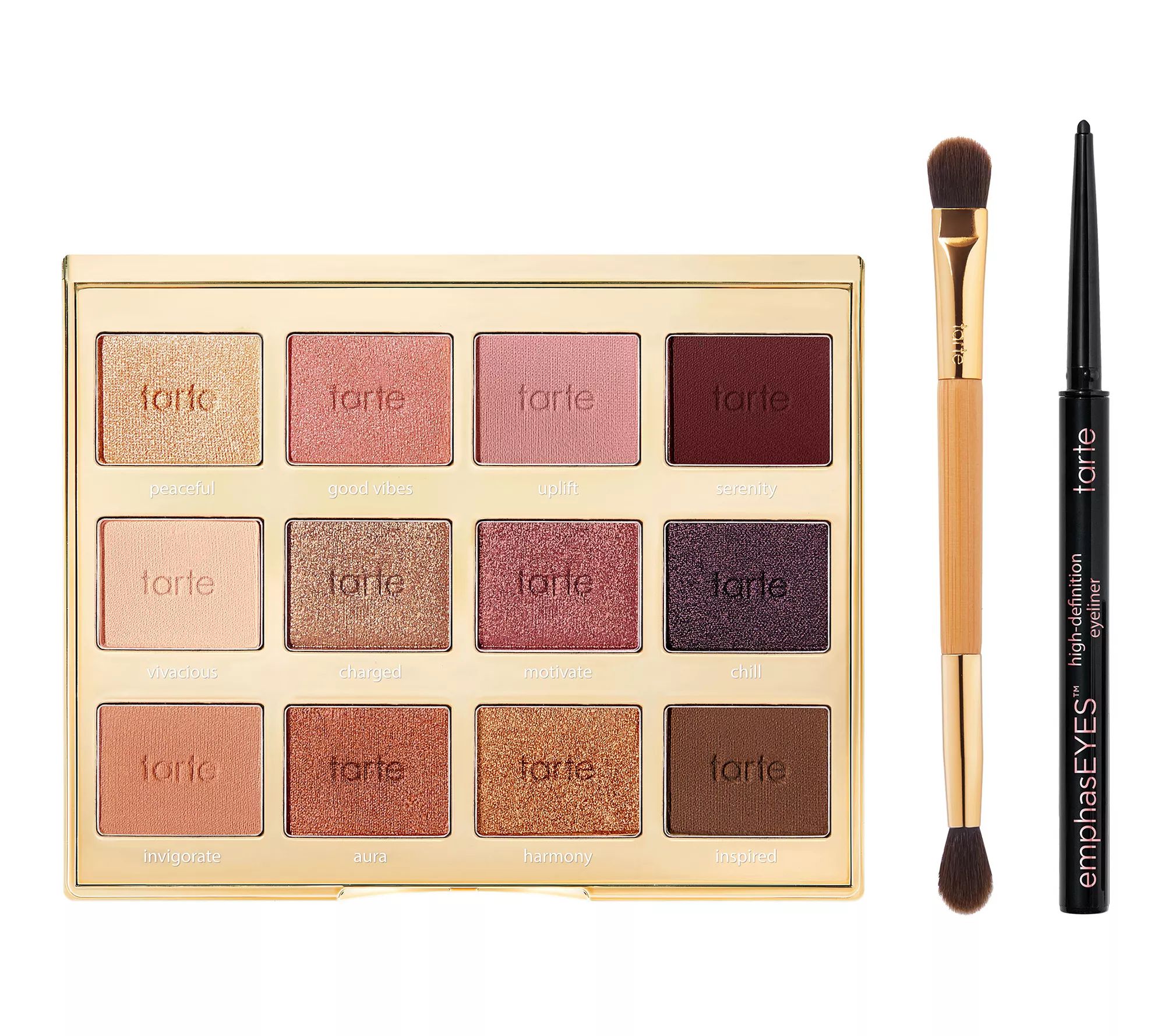 tarte Amazonian Clay Shadow Palette w/ double-ended brush & Liner | QVC