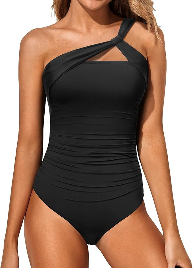 Holipick One Shoulder One Piece Swimsuit for Women Tummy Control Bathing Suits Modest Full Covera... | Amazon (US)