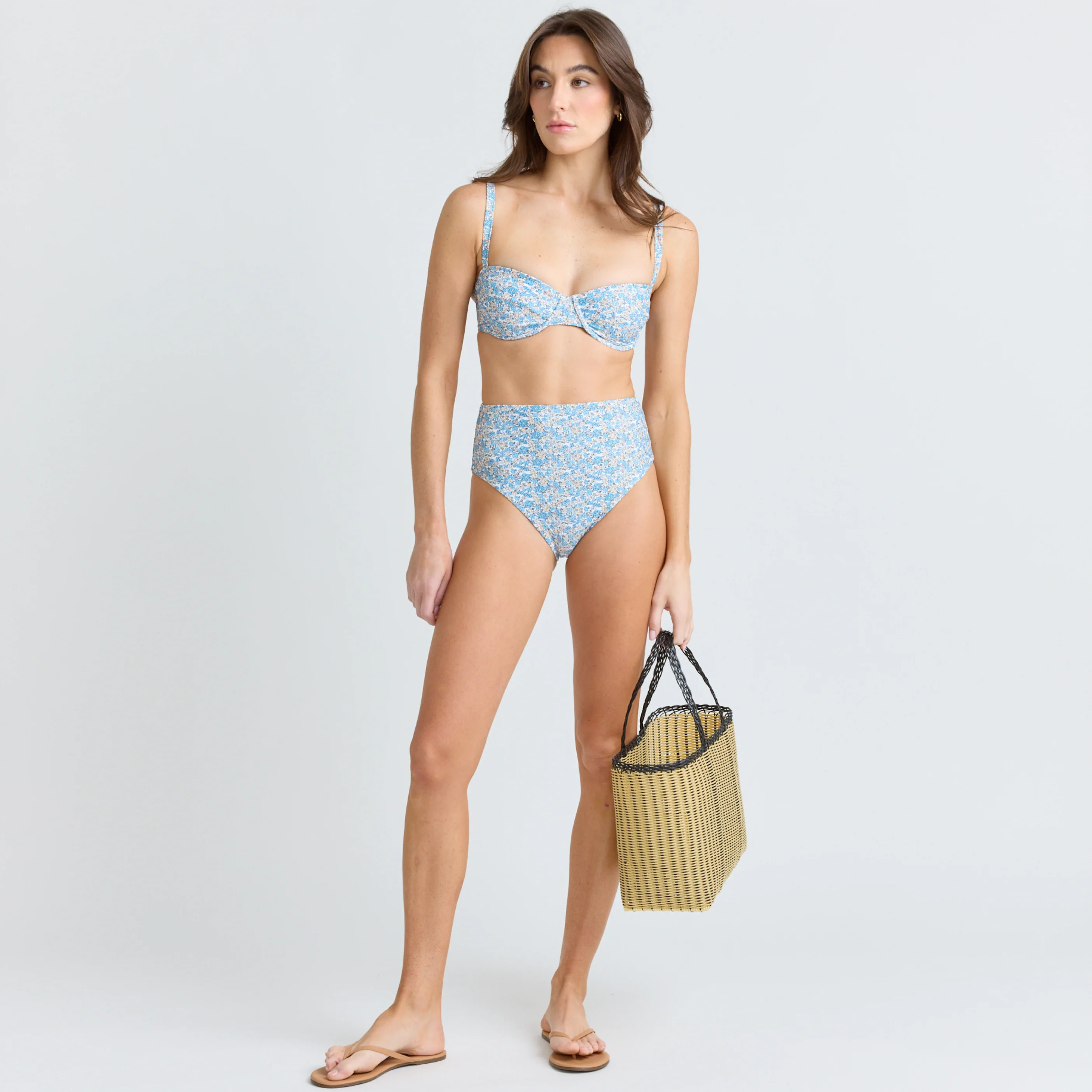 women's original slate floral high waisted bikini bottom | Minnow