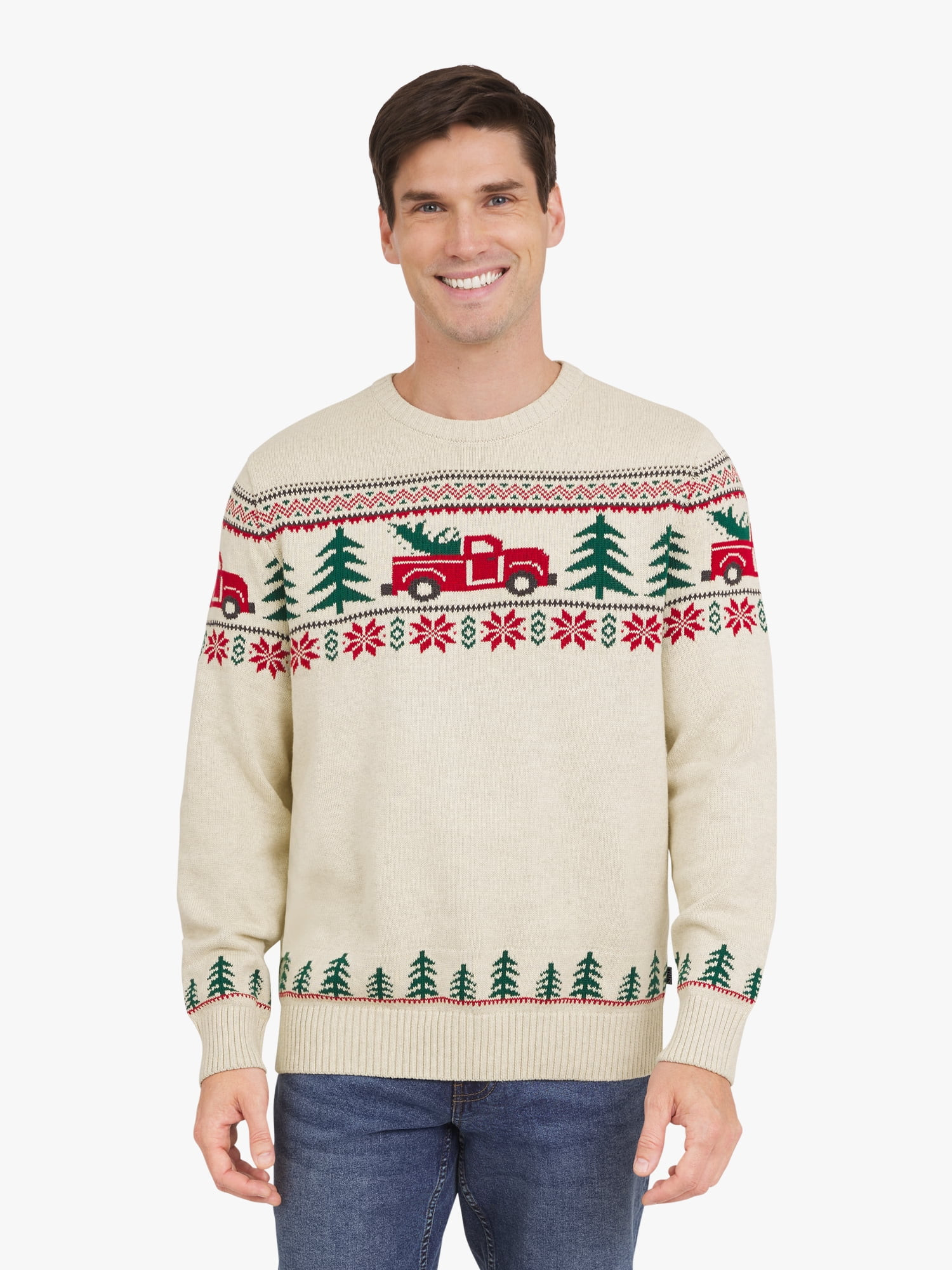 Chaps Men's & Big Men's Cotton Holiday Fairisle Crewneck Sweater, Sizes S-3XL | Walmart (US)