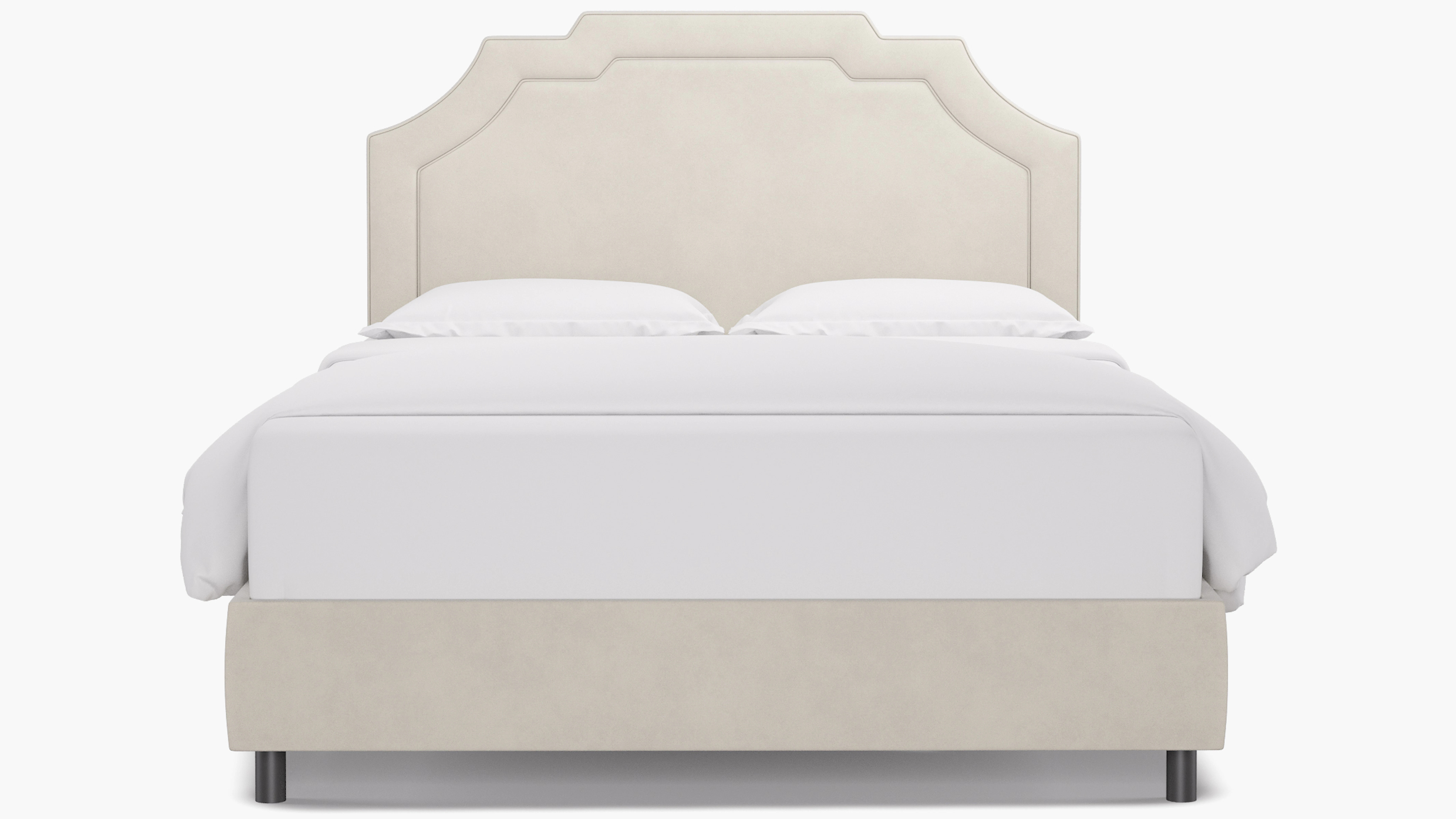 Art Deco Bed | Queen | White Velvet | The Inside