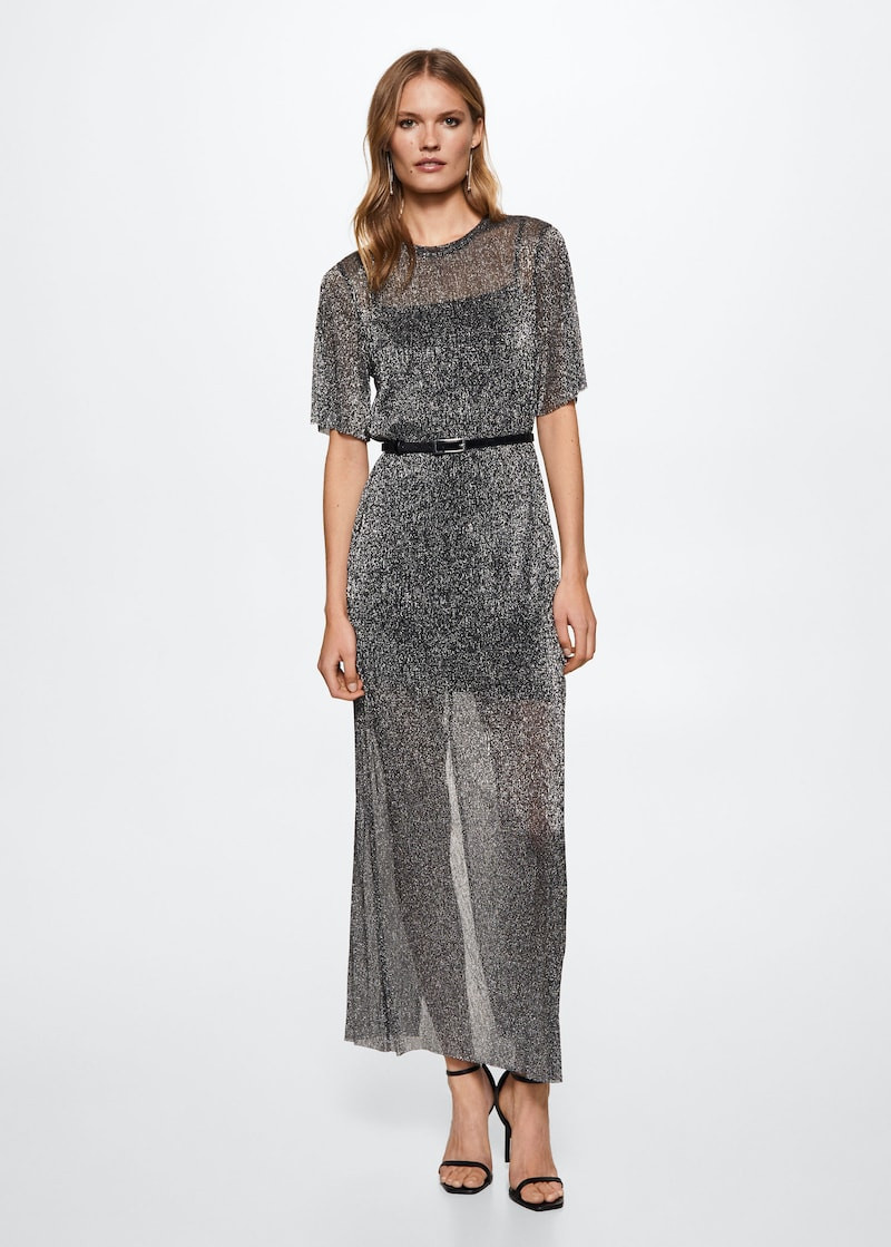 Long lurex dress -  Women | Mango USA | MANGO (US)