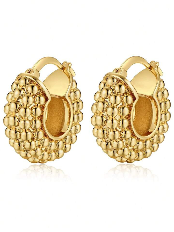 Chunky Gold Hoop Earrings For Women Girls Fashion Thick Gold Hoops Jewelry Gifts | SHEIN