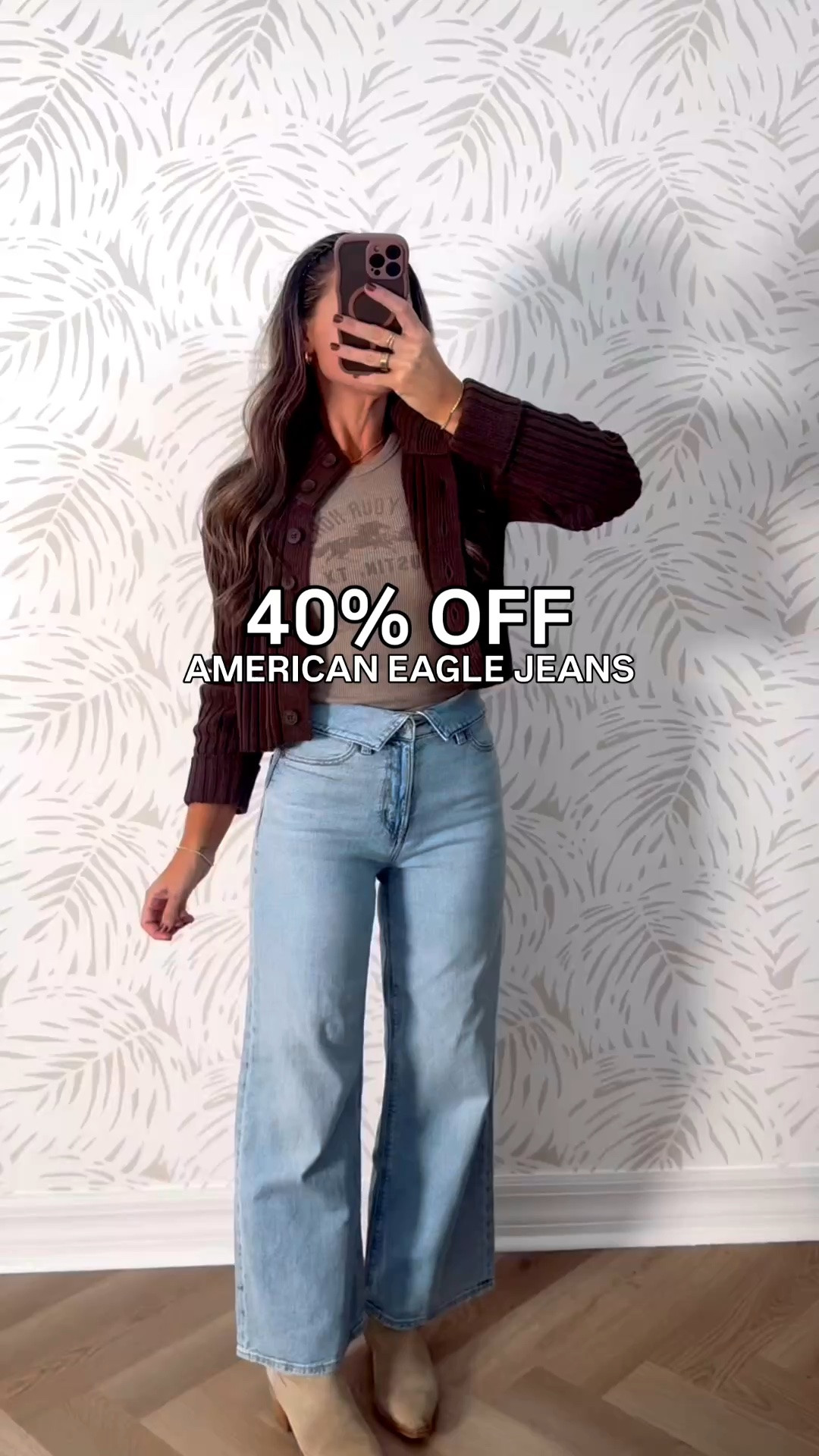Act fast!! 40% off our fave AE jeans — this weekend only!! I did a 0 SHORT in the first and second pair (high-waisted baggy leg jean). Size XS in the cozy denim joggers (SIZE DOWN!! I’m gonna go in and take mine back for XXS!). Lastly, the Dolly jean (flares) are a 2 SHORT. I’m 5’4 for reference. xx 
@americaneagle #AEPartner #AEJeans