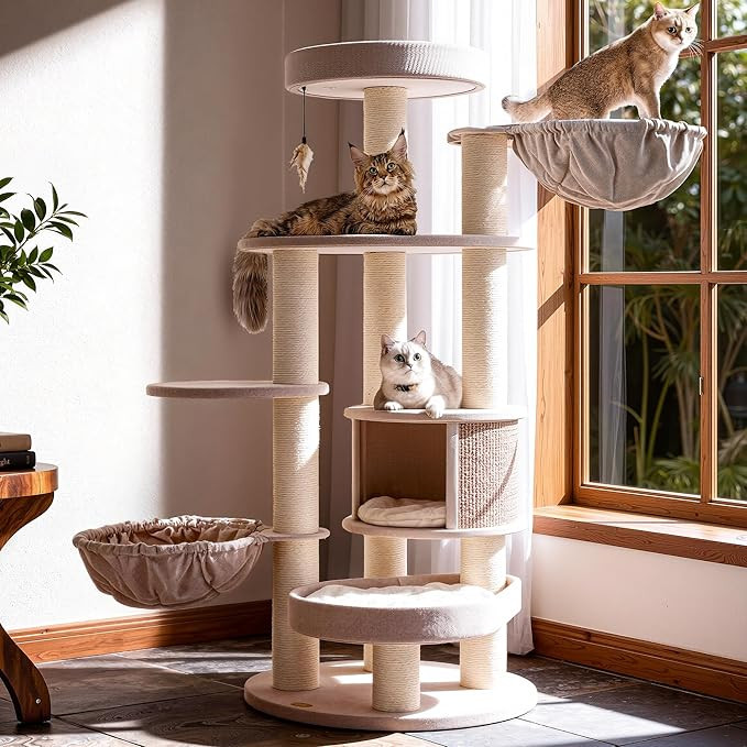 Extra Large Cat Tree for Maine Coon,65 Inches Tall Cat Tree Tower for Indoor Cats Large Adult 20 ... | Amazon (US)
