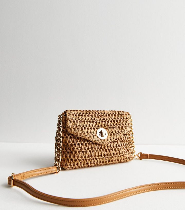 Stone Woven Straw Effect Cross Body Bag | New Look | New Look (UK)