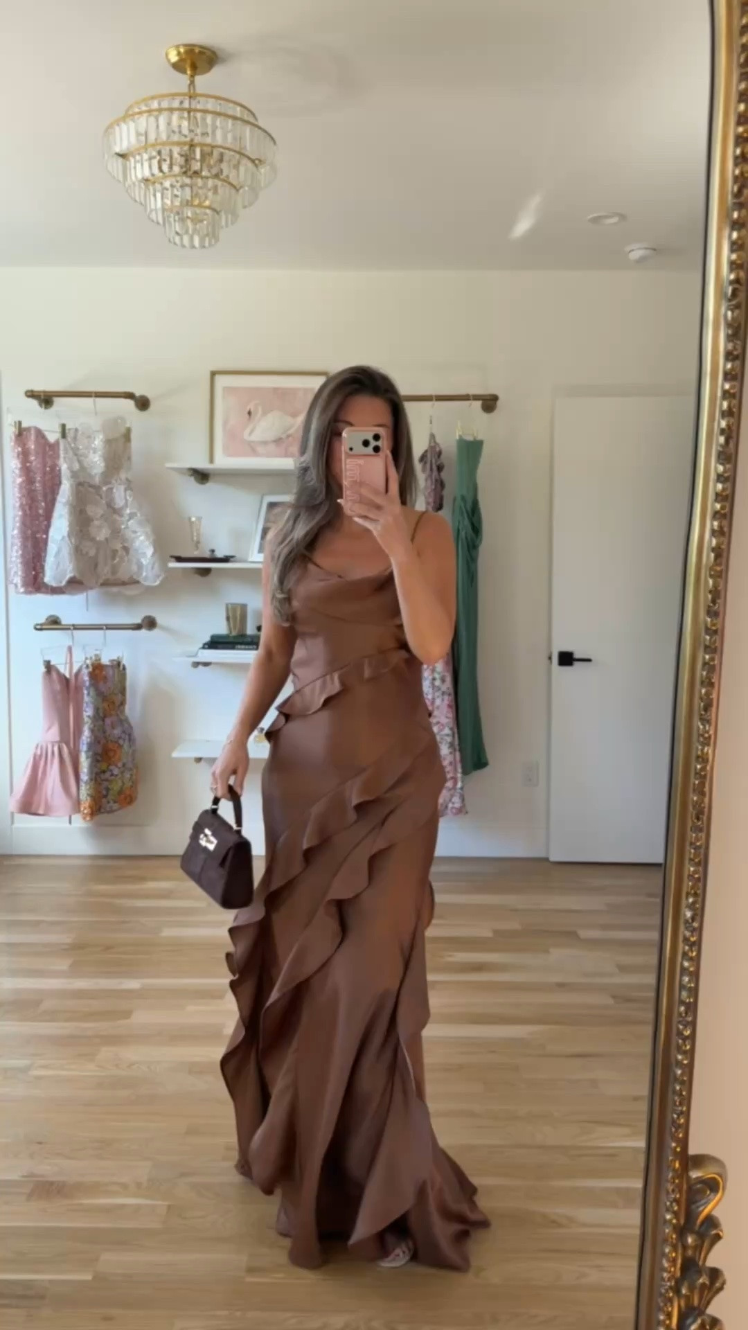 brown satin maxi with a cowl neckline and cascading ruffle detail amazon fall formal event & wedding guest dress ✨

Im 5’4” and wearing my usual small/2 in all

electric picks code: emsrson20

amazon fashion, amazon dresses, amazon finds, amazon outfit ideas, amazon summer outfits, affordable fashion finds, resortwear, resort outfits, vacation outfits, vacation dresses, beach vacation outfits, summer vacation outfits, tropical vacation outfits, vacation outfit ideas, summer wedding guest dresses, wedding guest dresses, cocktail dresses, semi-formal dresses, black tie wedding guest dresses, destination wedding guest dresses, garden party dresses, wedding guest outfit ideas