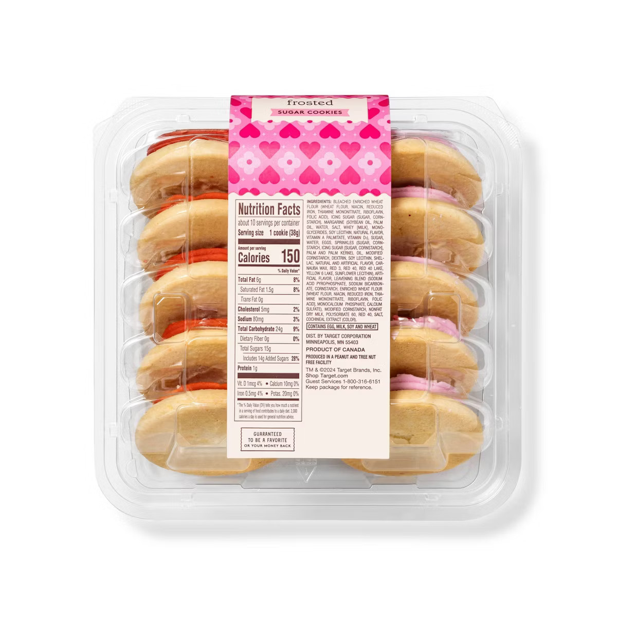 Valentine's Day Pink & Red Frosted Cookies - 13.5oz/10ct - Favorite Day™ | Target
