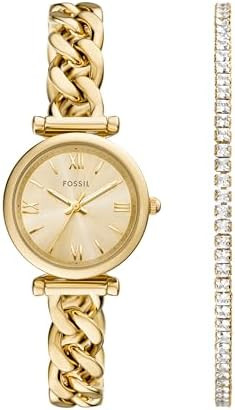 Fossil Women's Watch and Bracelet Set, Carlie Three-Hand Stainless Steel Watch for Women and Brac... | Amazon (US)