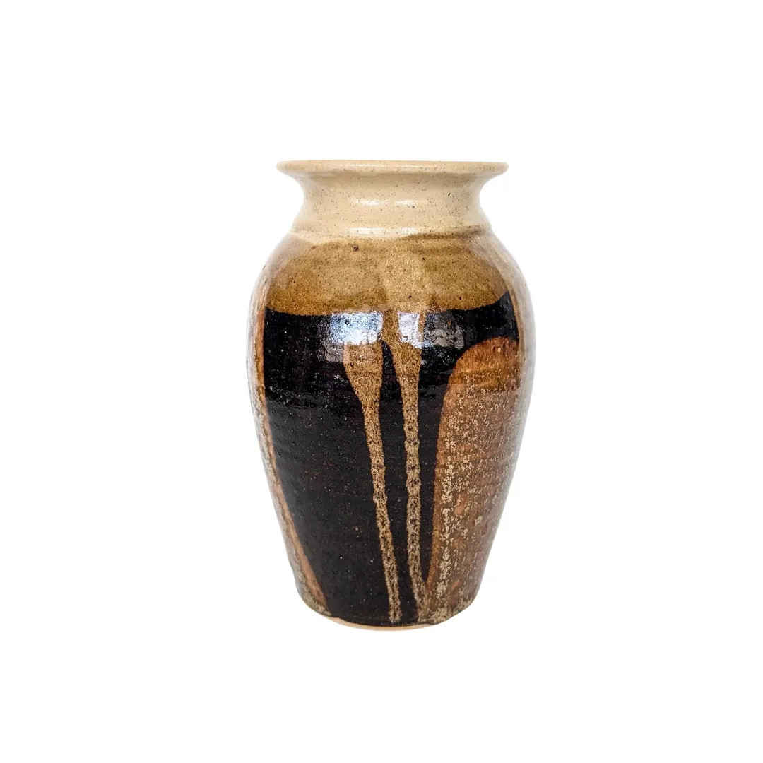 Vintage Handmade Studio Pottery Vase With Unique Drip Glaze - Etsy | Etsy (US)