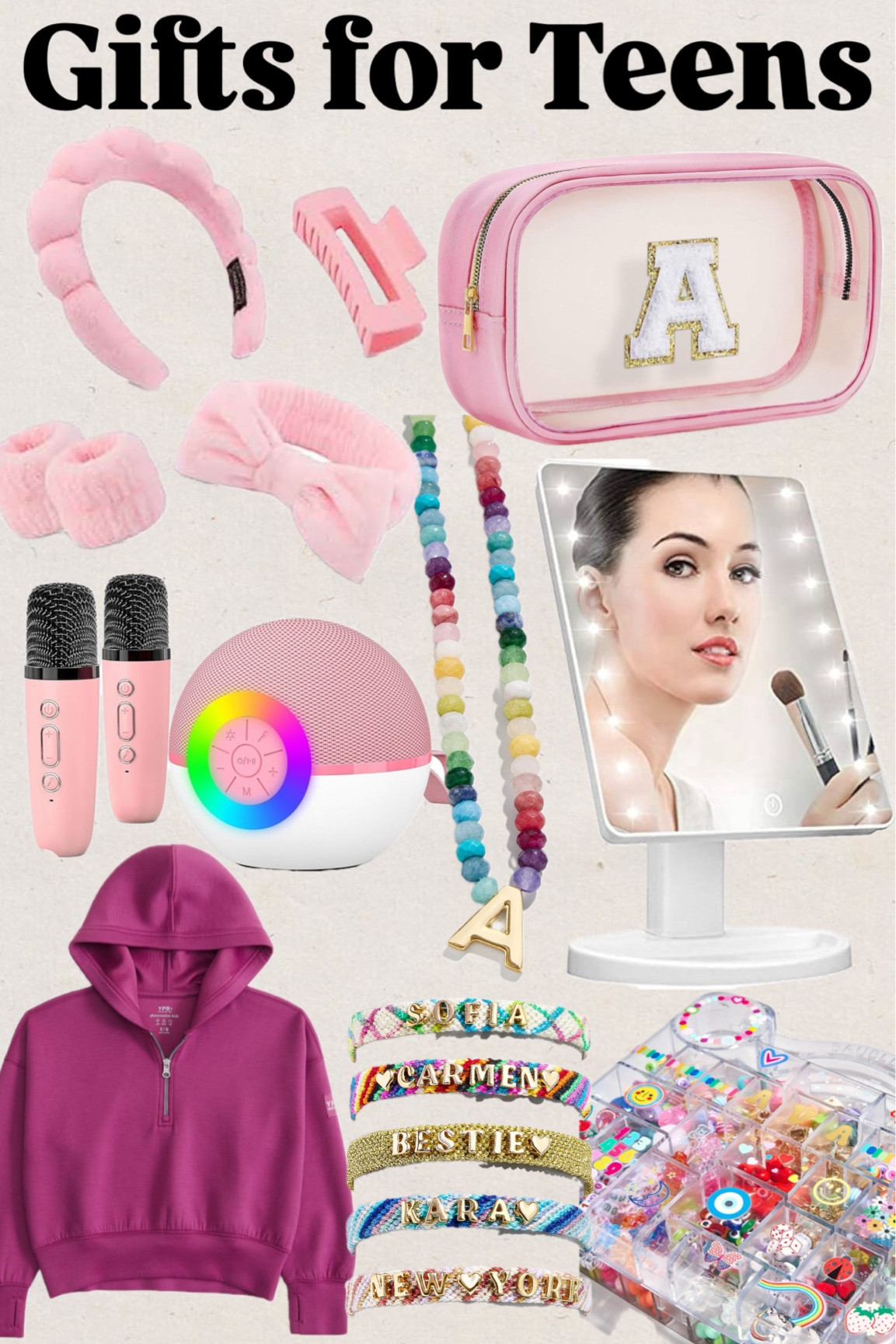 Gifts for teens
Teen girl gifts
Tween gifts
Gifts for her
Makeup mirror
Vanity mirror
Get ready with me
GRWM
headband
Beauty
Makeup
Skincare
Hoodie
Pullover
Abercrombie
Portable karaoke machine
Bracelet
Custom bracelet
Name bracelet
Bead making
Bracelet making kit
Necklace
Makeup bag

#LTKKids #LTKSaleAlert #LTKGiftGuide