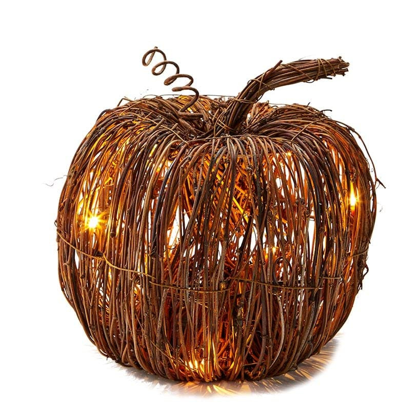 Rattan Lighted Pumpkin - Harvest Halloween Decor for Tabletops, Mantles - Small | Amazon (US)