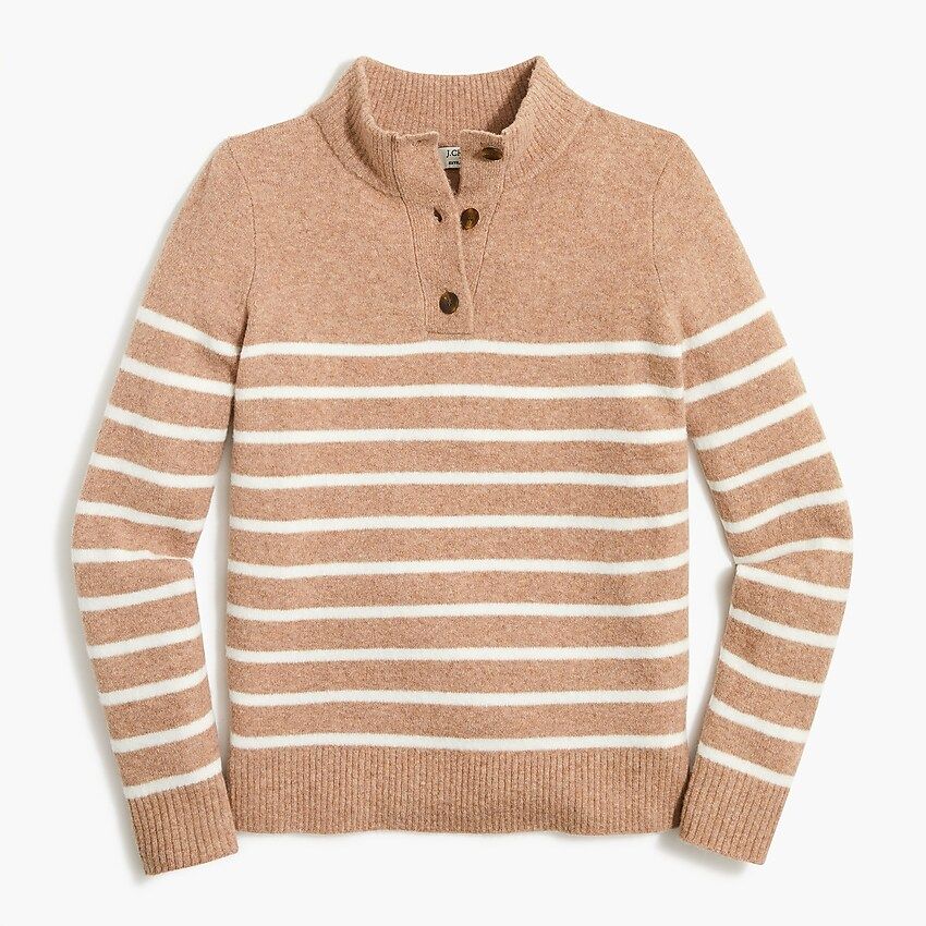 Striped button-front pullover in extra-soft yarn | J.Crew Factory