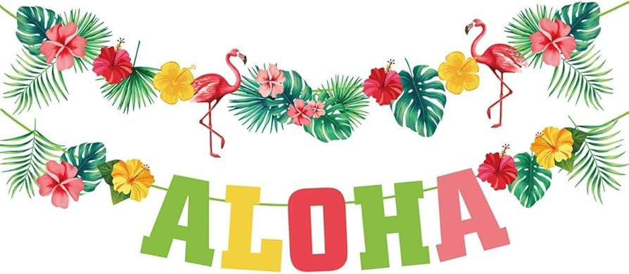 Hawaiian Aloha Party Banner Decorations Luau Theme Party Supplies Summer Beach Party Tropical Bir... | Amazon (US)