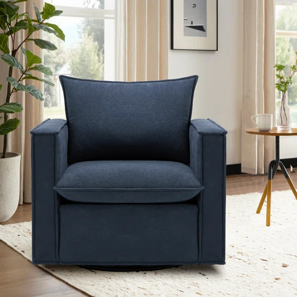 Louretha 34" Wide Fabric Upholstered Swivel Armchair | Wayfair North America