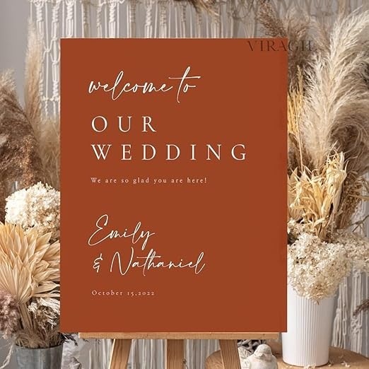 Personalized Fall Wedding Welcome Sign, Waterproof PVC Material Printing, Size 18x24 - One Side | Amazon (US)