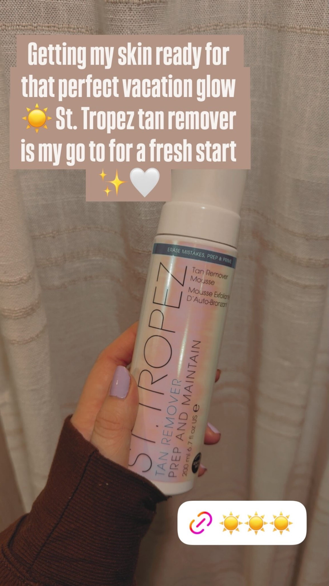 Getting my skin ready for that perfect vacation glow ☀️ St. Tropez tan remover is my go to for a fresh start ✨🤍st tropez tan remover | self tan remover | fake tan removal | at home tan prep | prep for self tan | vacation tan prep | beauty essentials | amazon beauty finds | skincare prep routine | exfoliating tan remover | smooth skin prep | bronzing routine | spring beauty prep | self tanning essentials | glow prep must have


#LTKselfcare #LTKgrwm #LTKBeauty