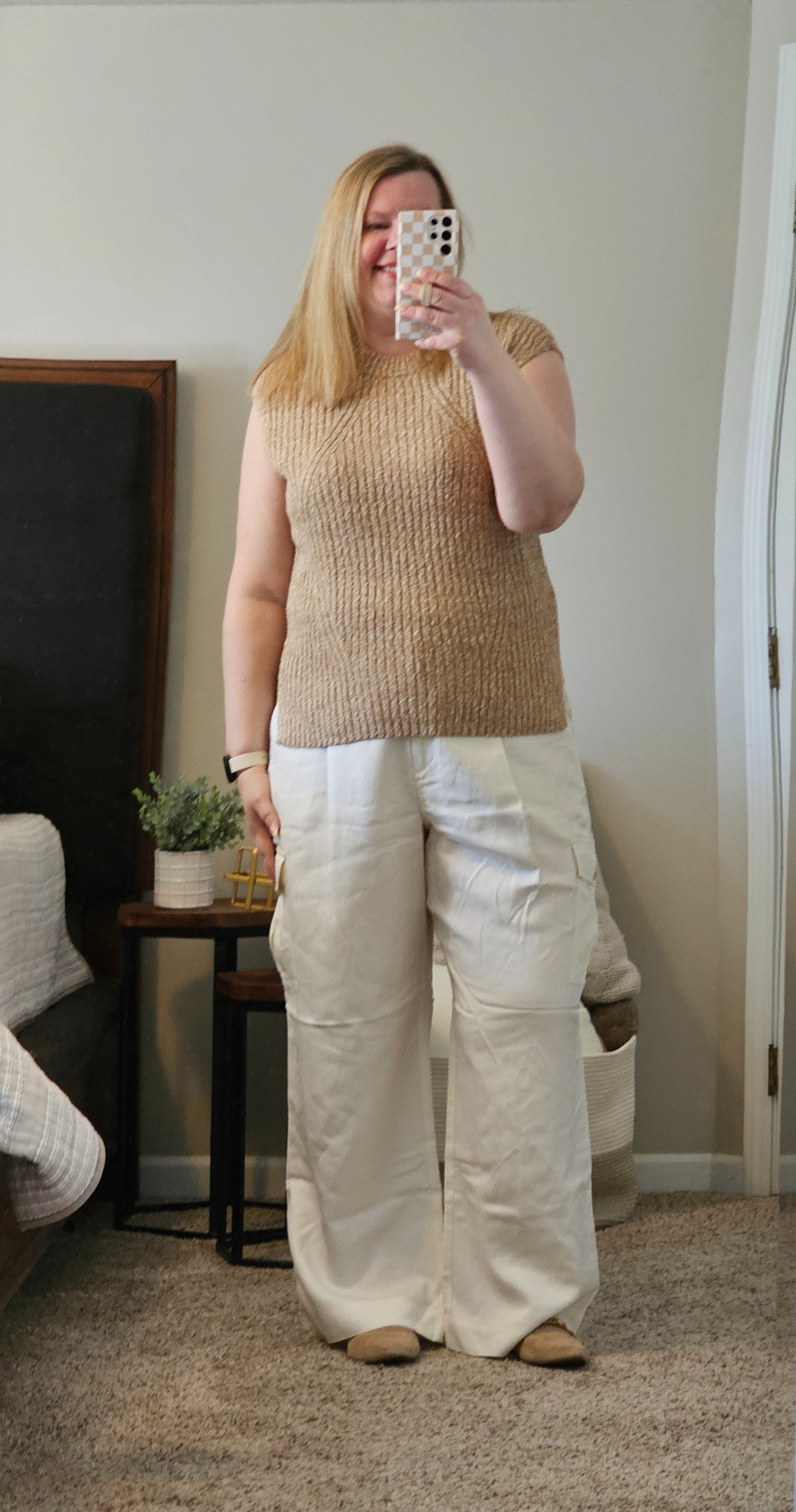 I am in love with this top!  Wearing a size XL. Cargo Trousers are a size 18.  

#LTKworkwear #LTKsalealert #LTKover40