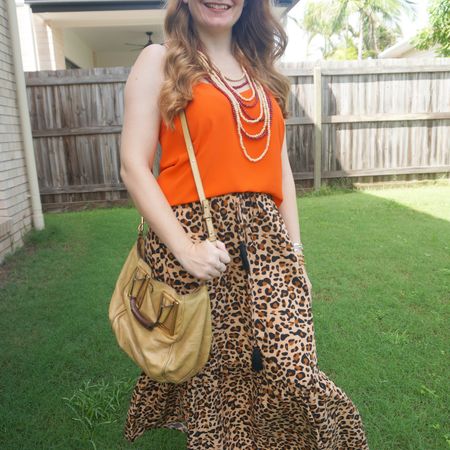Orange cami and leopard print skirt for a bright and colourful statement outfit! Added my neutral Chloe Ethel bag 🧡

#LTKaustralia #LTKitbag