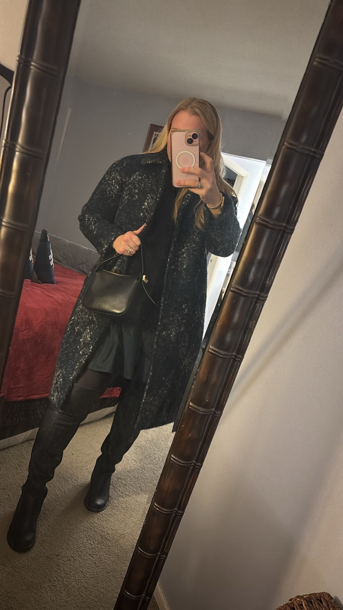 Winter outfit, boots outfit, black dress, winter coat 

#LTKSeasonal #LTKootd #LTKU