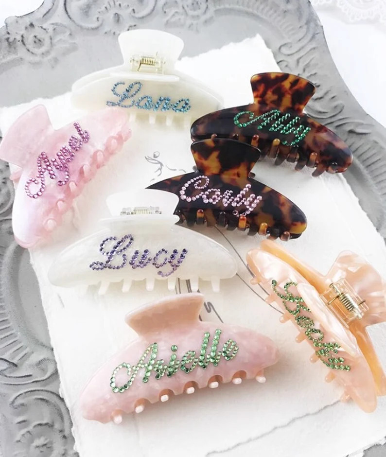 Custom Rhinestone Name Hair Claw Clips - Etsy | Etsy (US)