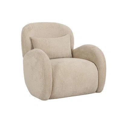 Moderno Beige Accent Chair with Wooden Sphere Base | Wayfair North America