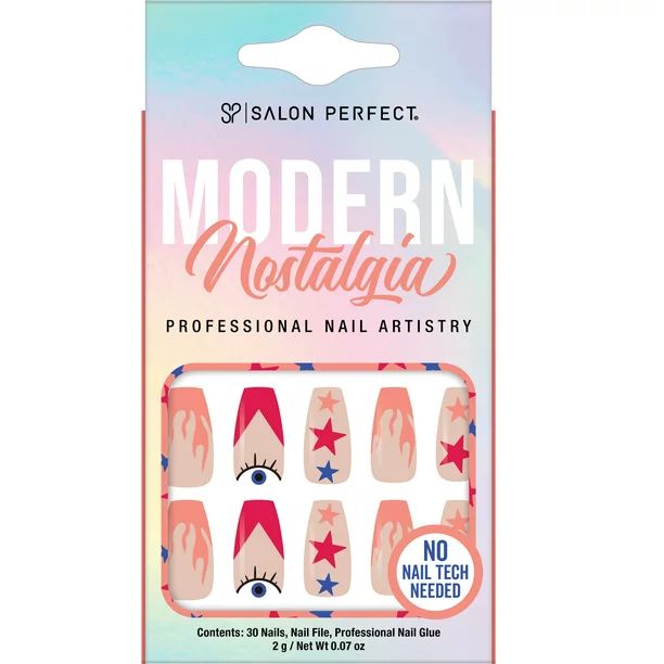 Salon Perfect Artificial Nails, 118 Modern Nostalgia Fire, File & Glue Included, 30 Nails | Walmart (US)