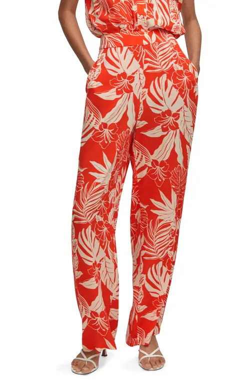 MANGO Floral Wide Leg Pants in Orange at Nordstrom, Size Small | Nordstrom