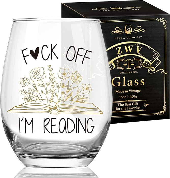 Wine Glass Gifts for Book Lover, F Off I’m Reading, Funny, Inspirational Book Club Christmas Bi... | Amazon (US)