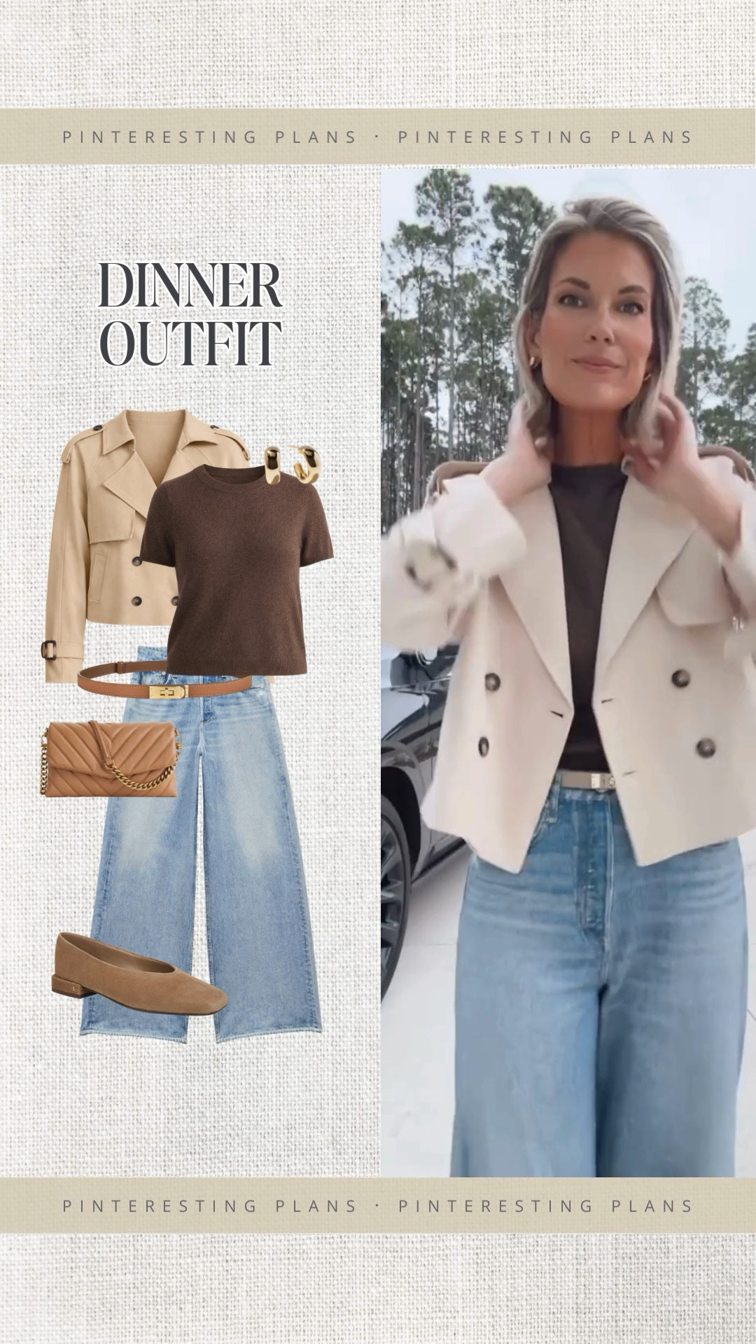 Wearing size 27 sweatpant jeans to dinner!  Small cashmere tee and tench. Shoes true to size.  

#LTKOver40 #LTKTall #LTKootd