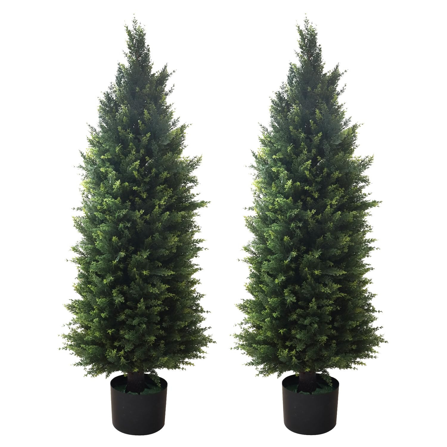Artificial Topiary Tree 2-Set - Beautiful Realistic Faux Cedar Pines, 4 Feet Tall, UV Protection for Longer Life, 6" Wide Heavy Duty Pots for Outdoor & Indoor Decor | Amazon (US)