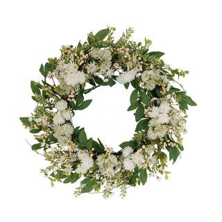 30 in. Artificial Chrysanthemum and Daisy Floral Spring Wreath | The Home Depot