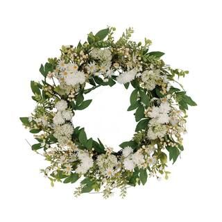 30 in. Artificial Chrysanthemum and Daisy Floral Spring Wreath | The Home Depot