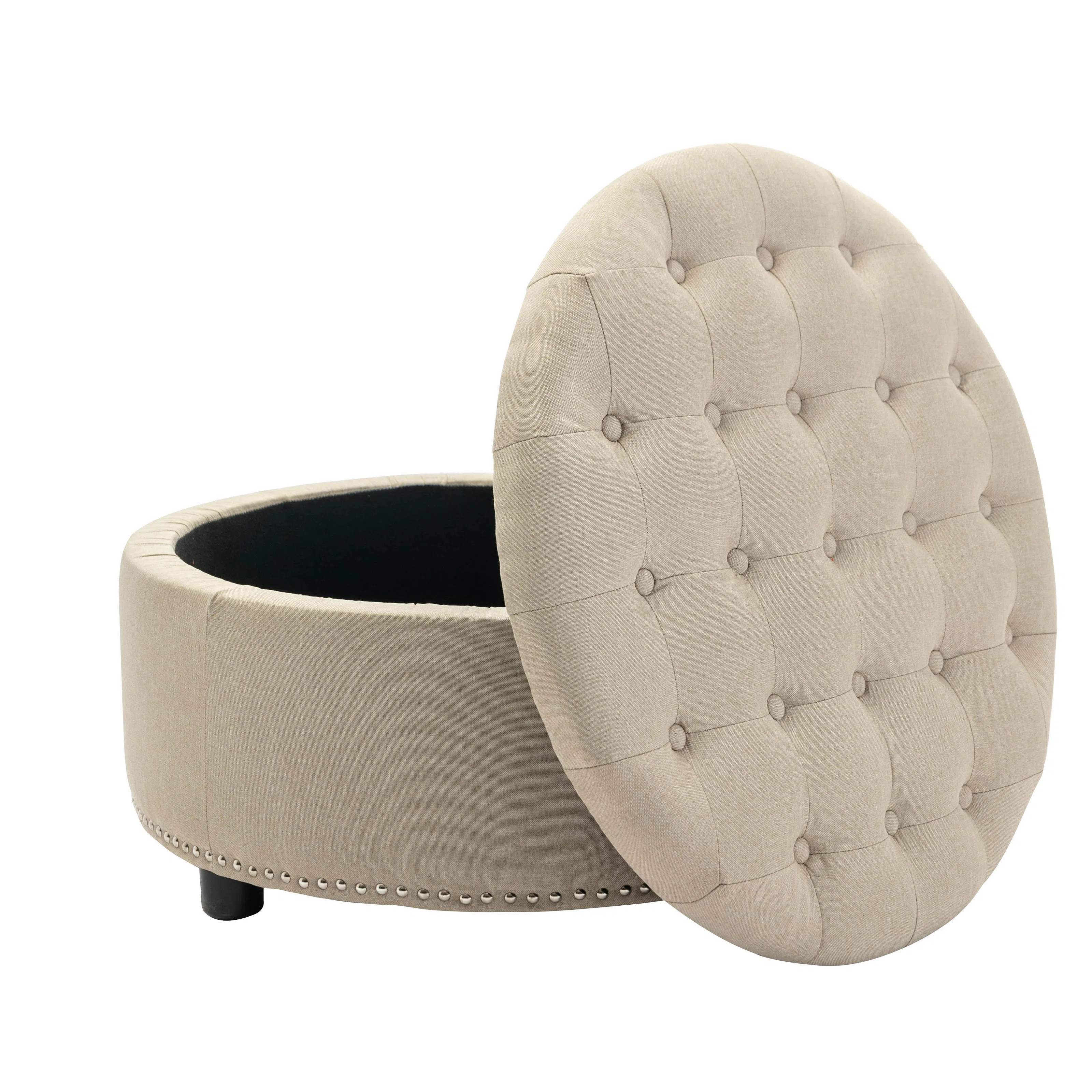 29.9'' Wide Tufted Round Ottoman with Storage | Wayfair North America