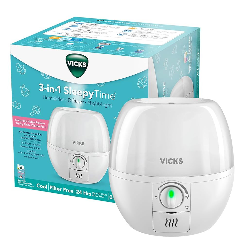 Vicks 3-in-1 SleepyTime Humidifier, No. 1 Brand Recommended by Pediatricians*. Cool Mist Humidifi... | Amazon (US)