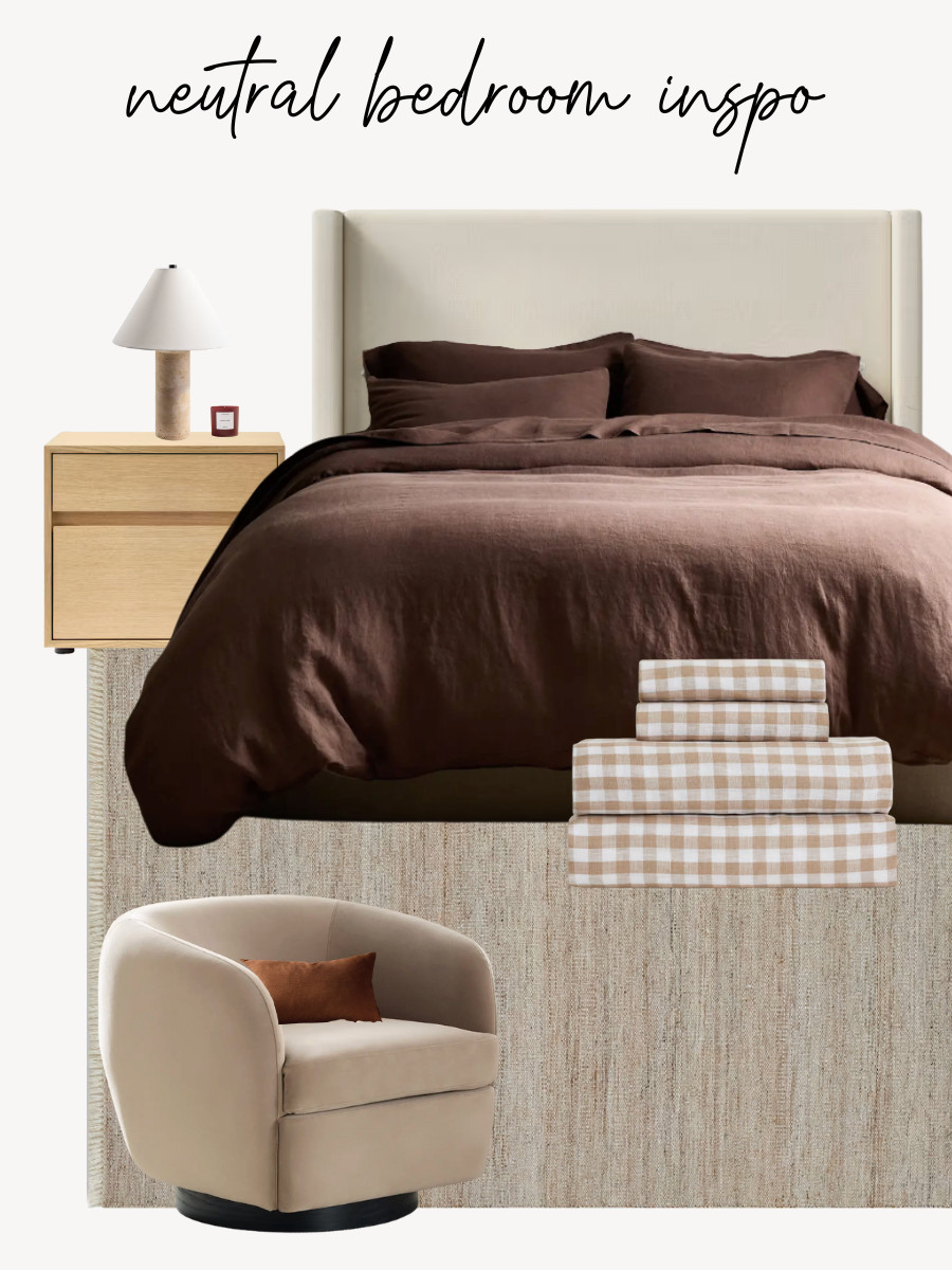 Designing a cozy, elevated bedroom with all things Quince 🤎
Think high-quality linens, timeless furniture, and warm neutral textures — all at surprisingly affordable prices. I pulled together this full bedroom design featuring their upholstered wingback bed, gingham sheets, deep brown linen duvet cover, oak nightstand, swivel accent chair, textured rug, and travertine table lamp. Minimal, elevated, and quietly luxurious.

—

Quince bedroom design, affordable luxury bedroom, neutral bedroom decor, modern organic bedroom, cozy minimalist bedroom, upholstered bed, wingback bed styling, brown linen duvet cover, gingham bedding aesthetic, oak nightstand, swivel accent chair, travertine table lamp, neutral textured rug, affordable home decor, high quality bedding, quiet luxury home, neutral home aesthetic, modern bedroom inspiration, cozy bedroom ideas, organic modern bedroom, bedroom moodboard, bedroom collage inspo, linen bedding set, capsule home decor, timeless bedroom pieces, warm neutral interiors, bedroom remodel ideas 

 #LTKCyberWeek #LTKGiftGuide #LTKHome